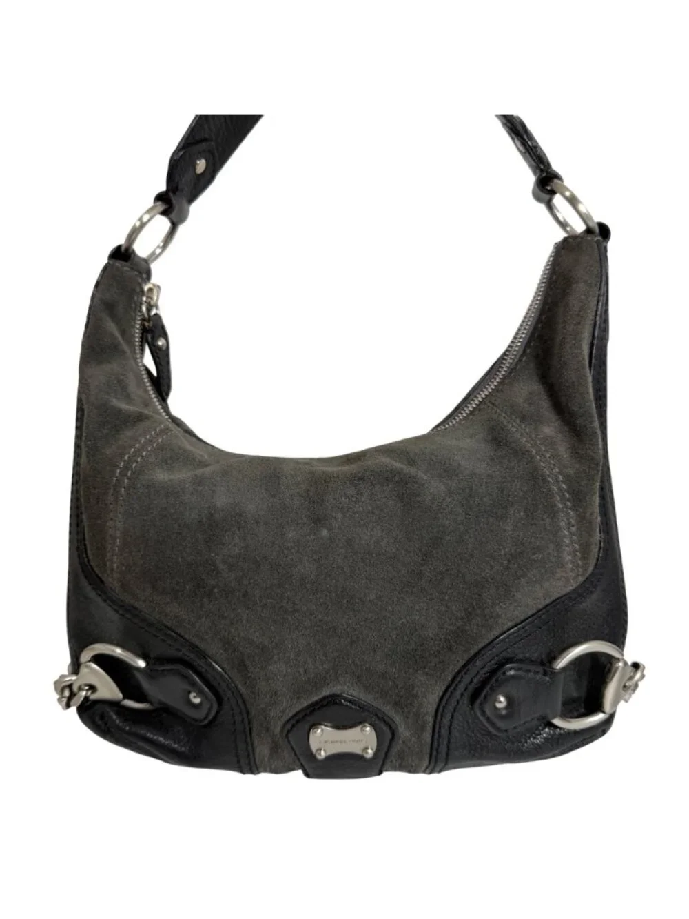 Michael Kors Saratoga Gray Suede Hobo Bag w Chain Side Accents - Picture 2 of 15